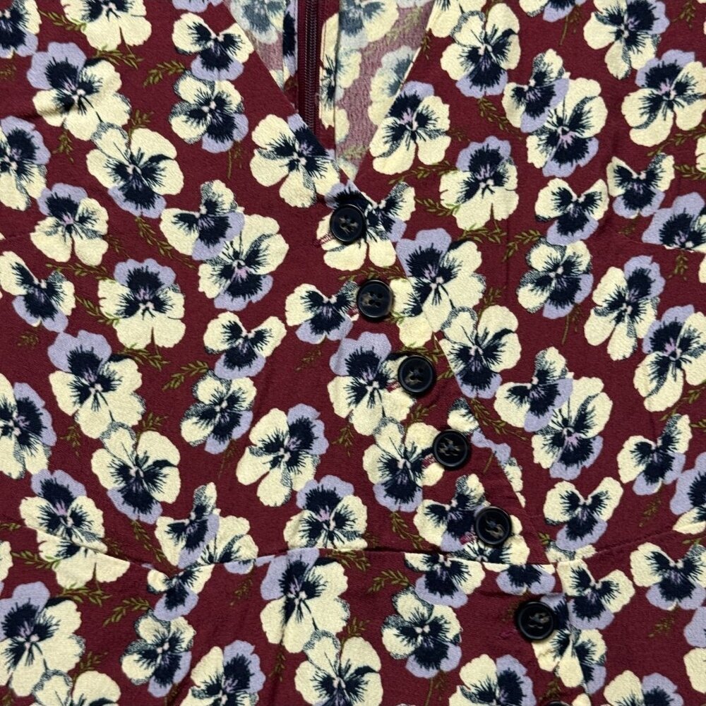 Madewell Floral Wrap Dress Short Sleeve Red Multicolor Size 0 - Picture 5 of 14